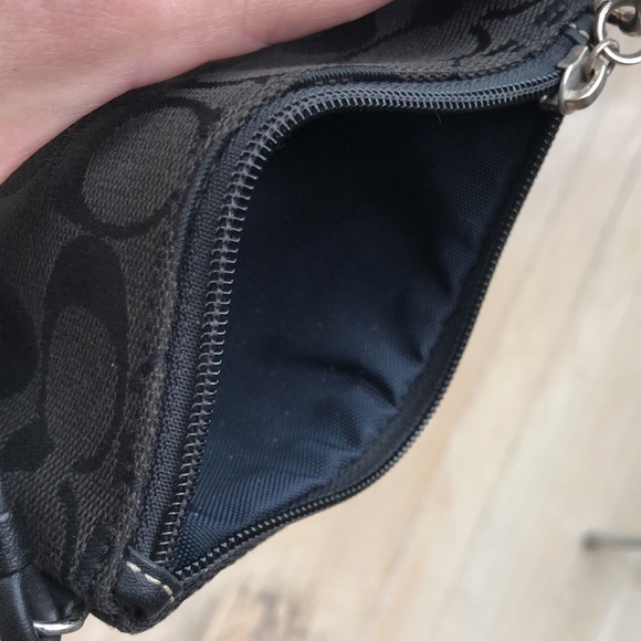 Coach Black Leather and Logo Print Fabric Wristlet bag with tag - Picture 7 of 16